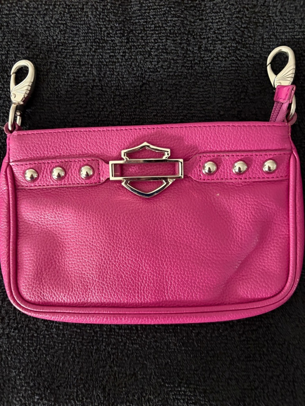 Harley-Davidson Hot Pink Leather Wristlet with Silver Studs